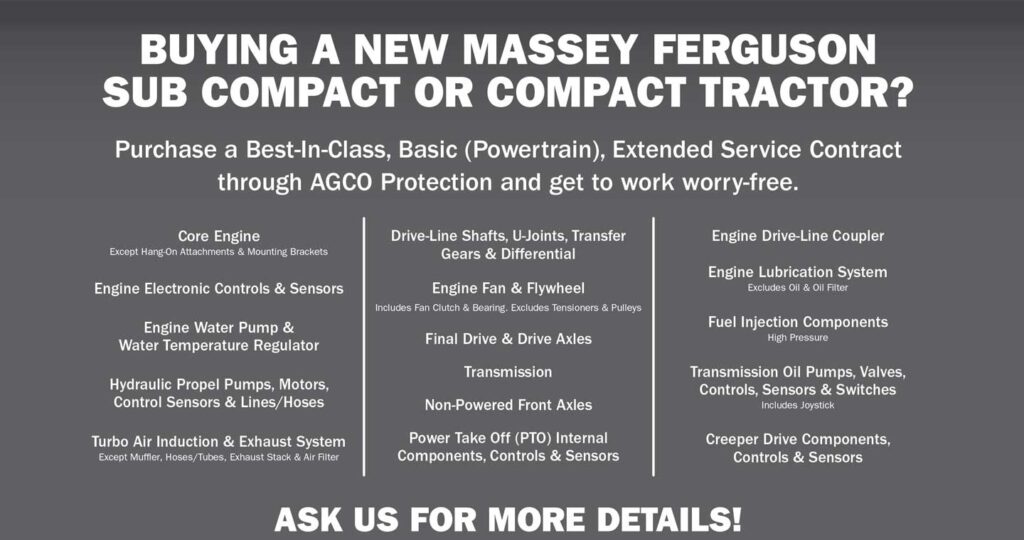 Massey Ferguson best in class 10 year 2000 hour extended warranty