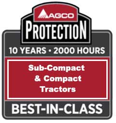 Purchase AGCO Extended 10 year/ 2000 hour warranty for a special low price. This best-in-class extended coverage is available for GC1700, GC1700M, MF1500, MF1700E, MF1700M, MF2700E, MF2800E, MF2800M, MF1800E, MF1800M sub-compact and compact tractors.