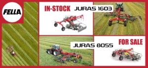 Juras 1603 and Juras 8055 dual rotary rakes in-stock and for sale at Hanlon Ag Centre in Lethbridge Ab