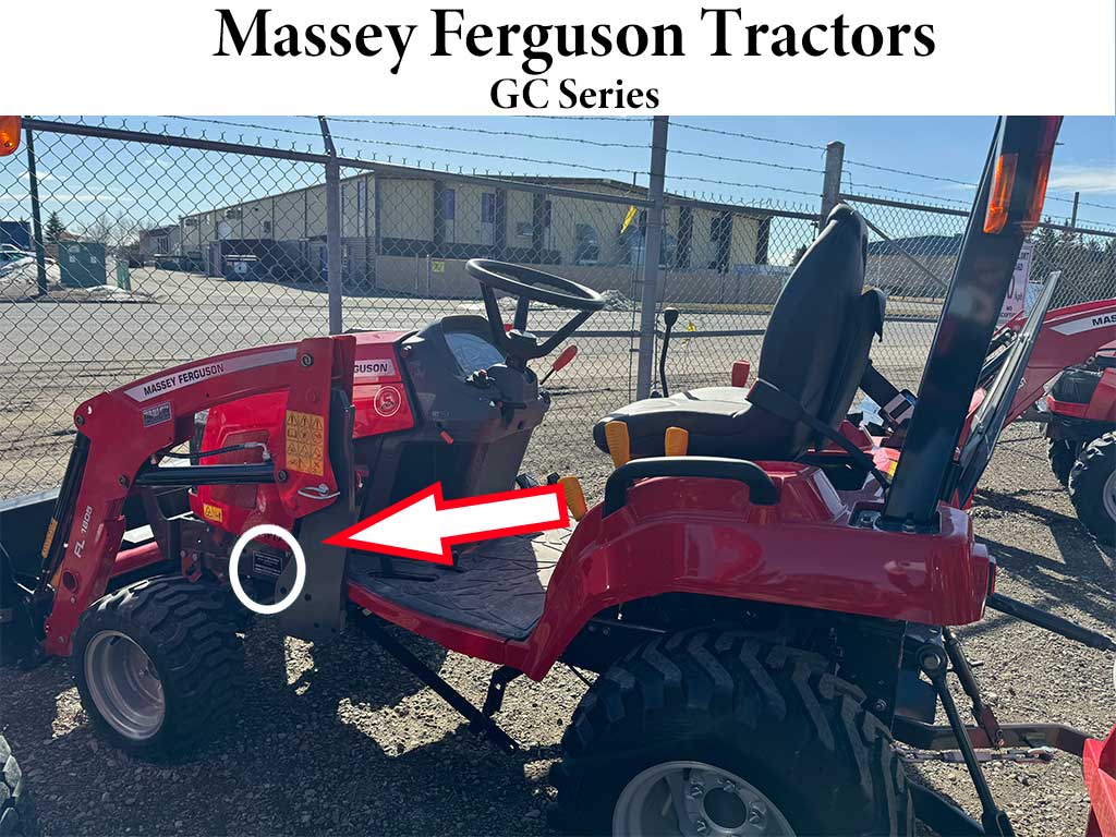 location of serial number on massey ferguson gc tractors