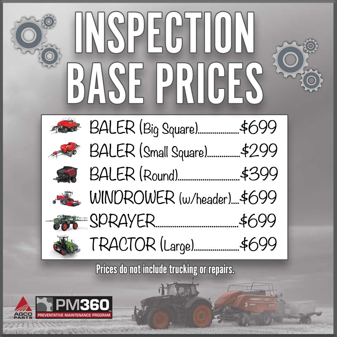 PM360 inspection base prices 2024 to 2025 winter season at hanlon ag centre