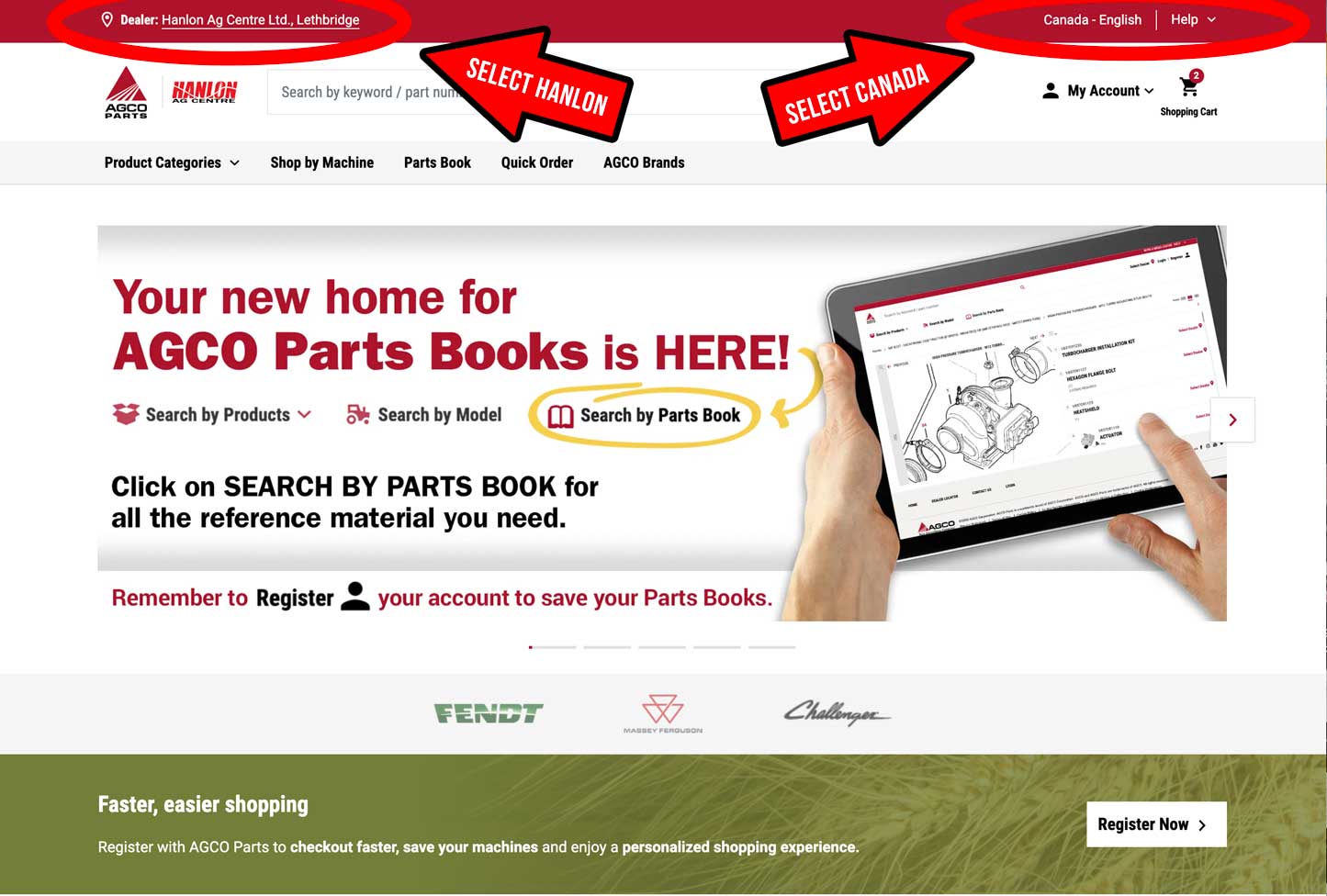 Order parts at Hanlon Ag Centre through AGCO parts online