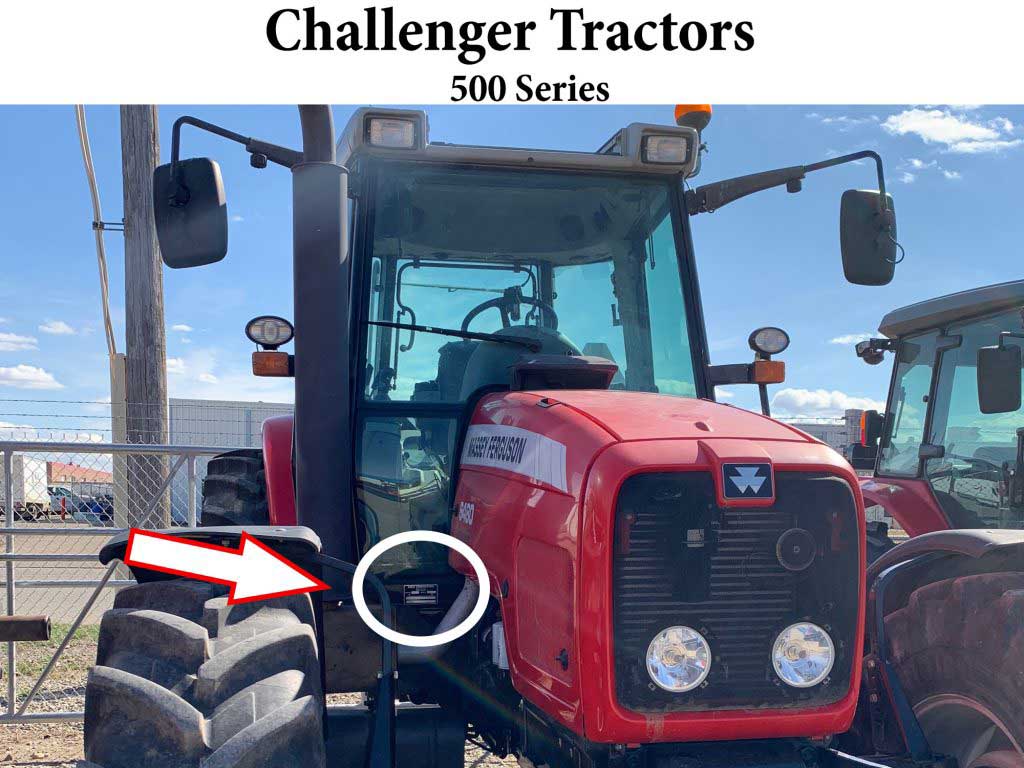 serial number location for challenger tractors