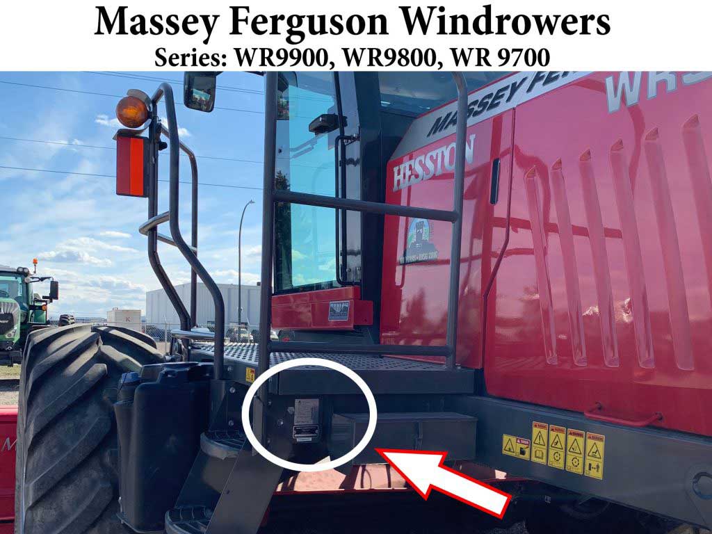 serial number location for massey ferguson windrowers