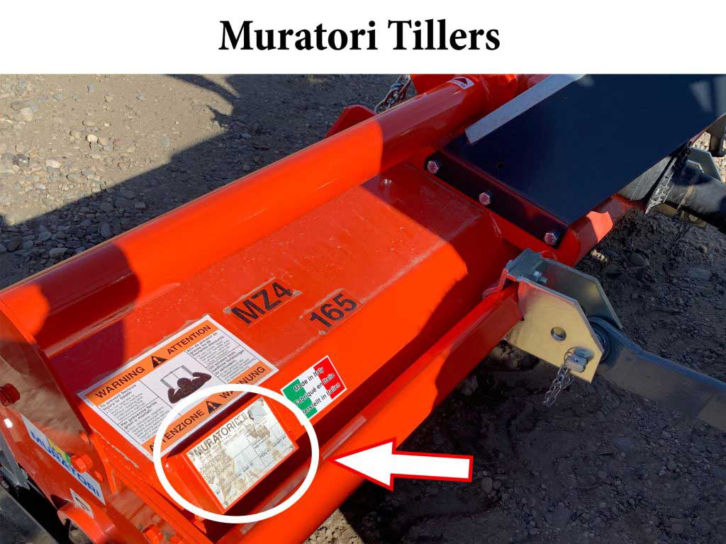 serial number location for muratori tillers