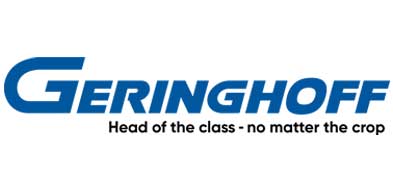 Geringhoff farm equipment logo with slogan 'Head of the class - no matter the crop' displayed on Hanlon Ag Centre’s southern Alberta dealership website.