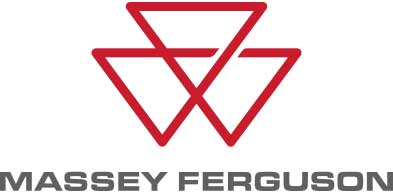Massey Ferguson logo featuring three interlocking red triangles above the brand name "MASSEY FERGUSON" in bold grey capital letters.