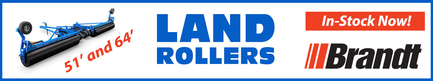 Hanlon Ag Centre Lethbridge offering Brandt land rollers 51 foot and 64 foot models ready for spring fieldwork